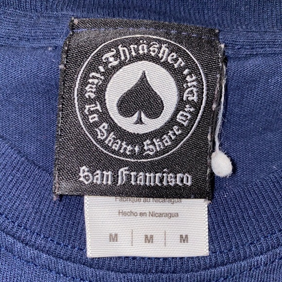 Thrasher Skating Classic Flames Navy Blue Graphic Crop Top Size Medium - Picture 4 of 5